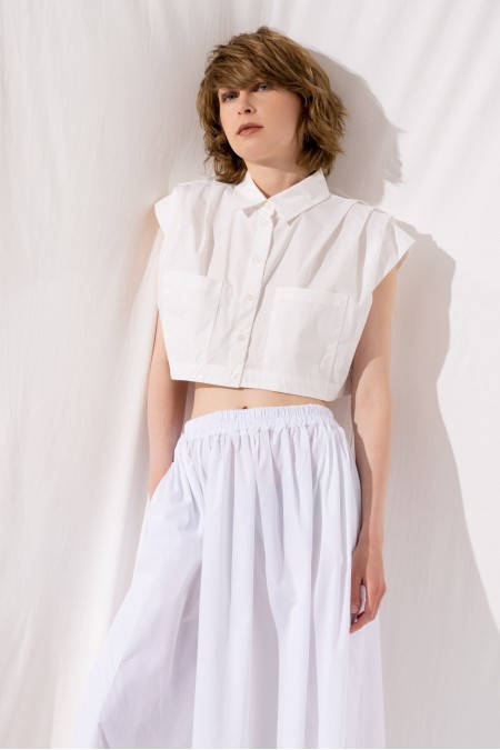 Senia Crop Shirt White